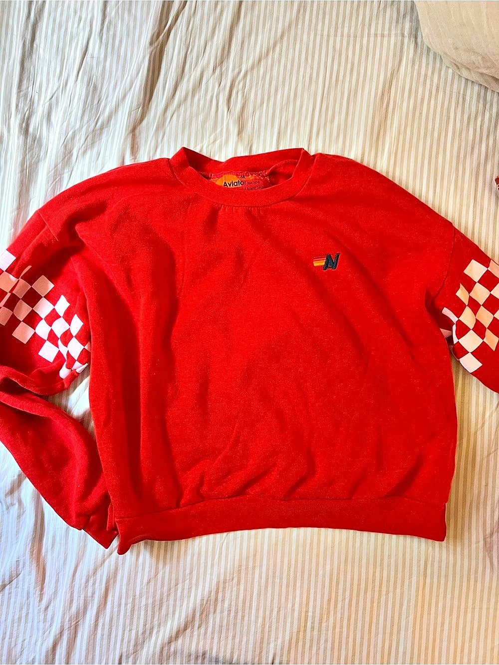 Aviator Nation Checkerboard Bolt Crewneck Sweatshirt and Sweatpants Set